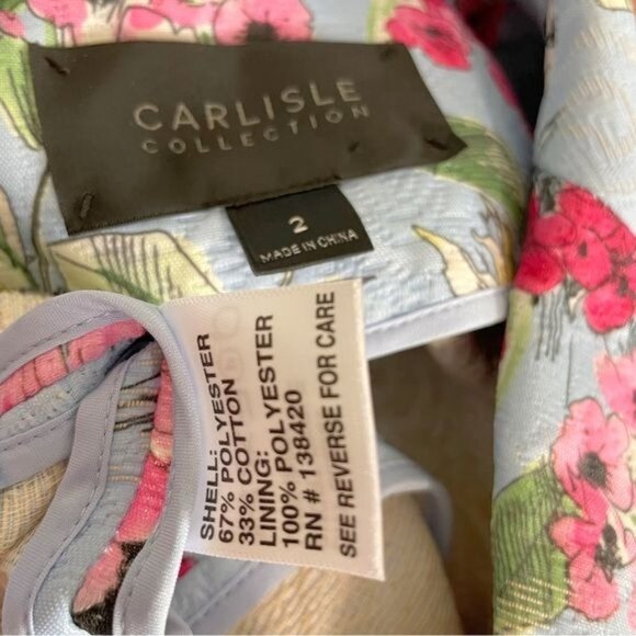 Carlisle Collection blue floral button front quilted coat jacket 2 - Picture 13 of 14